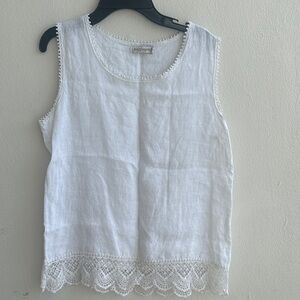White Lace Trim Sleeveless Top